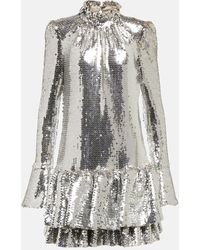 Rabanne - Ruffle-trimmed Sequined Minidress - Lyst