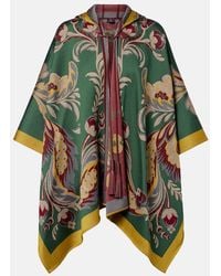 Etro - Printed Wool-Blend Poncho - Lyst