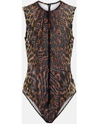 Alex Perry - Leopard-Print Mesh Bodysuit - Lyst