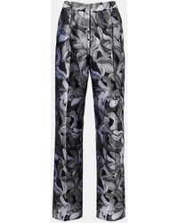 Dries Van Noten - Jacquard High-Rise Wool Straight Pants - Lyst