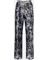 Dries Van Noten - Jacquard High-Rise Wool Straight Pants - Lyst