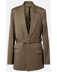 Victoria Beckham - Belted Wool-Blend Blazer - Lyst