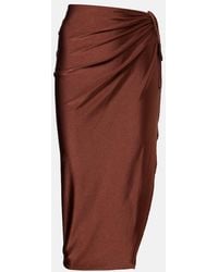 Adriana Degreas - Solid Ruched Gathered Midi Skirt - Lyst