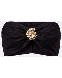Adriana Degreas - Embellished Cotton-Blend Bandeau Top - Lyst