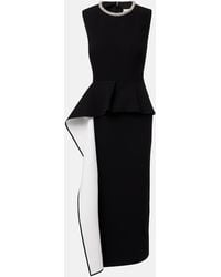 Roland Mouret - Embellished Peplum Satin Crepe Midi Dress - Lyst