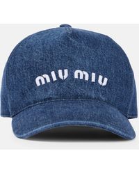 Miu Miu - Casquette en jean a logo - Lyst