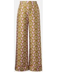 La DoubleJ - Floral Silk Twill Pajama Pants - Lyst