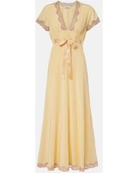 RIXO London - Marlice Lace-Trimmed Silk Maxi Dress - Lyst