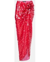 ROTATE BIRGER CHRISTENSEN - Asymmetric Gathered Sequined Maxi Skirt - Lyst
