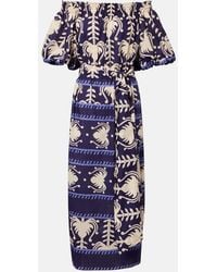 Johanna Ortiz - Printed Poplin Midi Dress - Lyst