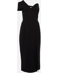 Safiyaa - Asymmetric Crepe Midi Dress - Lyst