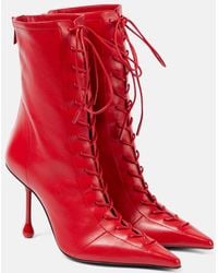 Jimmy Choo - Scarlett 95 Leather Lace-Up Boots - Lyst