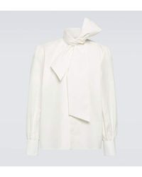 Saint Laurent - Bow-detail Cotton Poplin Shirt - Lyst