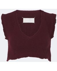 Maison Margiela - Cropped Virgin Wool Sweater Vest - Lyst