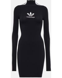 Balenciaga X Adidas Logo Mockneck Minidress - Black