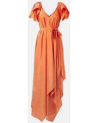JOSEPH - Vestido Largo Plumet De Seda Con Volantes - Lyst