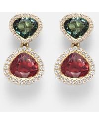 Octavia Elizabeth - Two Drop Kaleidoscope 18Kt Earrings With Tourmalines And Diamonds - Lyst