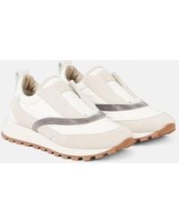 Brunello Cucinelli - Sneakers Con Pelle E Monili - Lyst