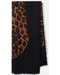 Saint Laurent - Fringed Leopard-Print Wool Scarf - Lyst