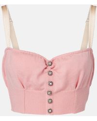 Dolce & Gabbana - Embellished Cropped Silk-Blend Crop Top - Lyst