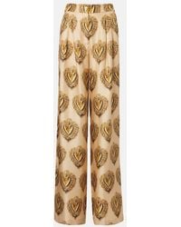 Dolce & Gabbana - Printed High-Rise Silk Palazzo Pants - Lyst