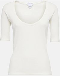 Bottega Veneta - Oberteil Aus Kompaktem, Geripptem Baumwolljersey - Lyst