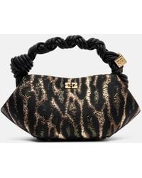 Ganni - Bou Mini Leopard-Print Cloque Top-Handle Bag - Lyst