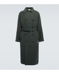 The Row Doppelreihiger Mantel aus einem Wollgemisch - Grün