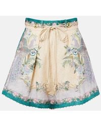 Zimmermann - Indra Printed Linen Shorts - Lyst