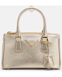 Prada - Tote Bag Galleria Mini Aus Metallic-Leder - Lyst