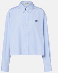 Miu Miu - Pinstripe Cropped Cotton Poplin Shirt - Lyst