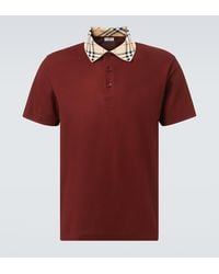 Burberry - Check Cotton Pique Polo Shirt - Lyst