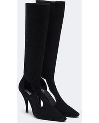 Alaïa - Cut-Out Suede Knee-High Boots - Lyst