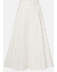 Zimmermann - Crush Embroidered Linen Midi Skirt - Lyst