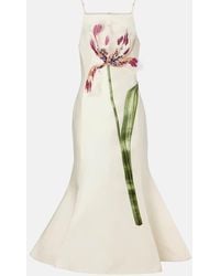 LEO LIN - Regina Floral Wool And Silk Midi Dress - Lyst
