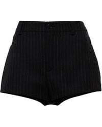 Saint Laurent Pinstriped Wool Shorts - Black