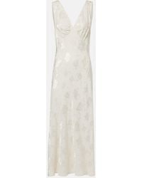 RIXO London - Sandrine Floral Jacquard Midi Dress - Lyst