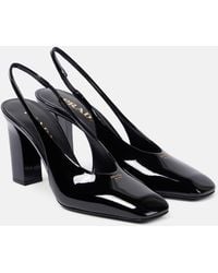 Prada - 85 Patent Leather Slingback Pumps - Lyst