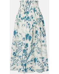 Erdem - Floral Cotton And Linen Midi Skirt - Lyst