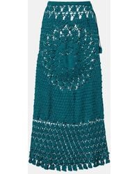 Rabanne - Embellished Crochet Cotton Midi Skirt - Lyst