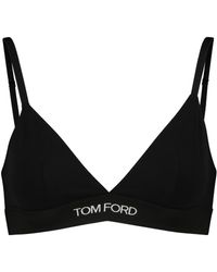 Tom Ford Logo Stretch-jersey Triangle Bra - Black