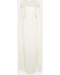 Safiyaa - Bridal Embellished Crepe Cape Gown - Lyst