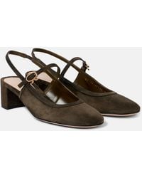 Gianvito Rossi - Leather-Trimmed Suede Slingback Pumps - Lyst