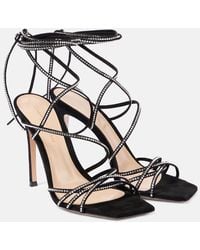 Gianvito Rossi - Sandalen Ankletie 105 Aus Veloursleder Mit Kristallen - Lyst