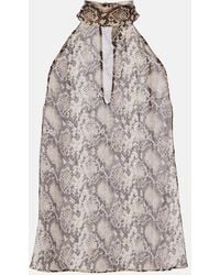 Nili Lotan - Alla Snake-Print Halterneck Silk Top - Lyst