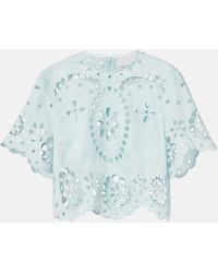 Zimmermann - Awaken Embroidered Linen Crop Top - Lyst