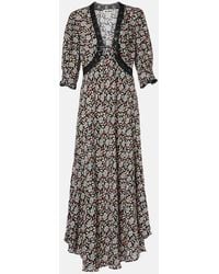 RIXO London - Robe Midi Amina En Crepe A Fleurs - Lyst