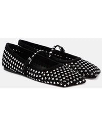 AMINA MUADDI - Ane Crystal Heart Suede Ballet Flats - Lyst