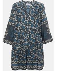 Velvet - Talia Printed Cotton And Silk Minidress - Lyst