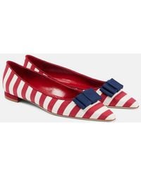 Manolo Blahnik - Reador Bow-Detail Striped Ballet Flats - Lyst